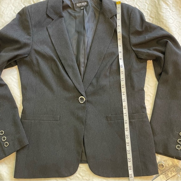 NWT John Meyer Collection Black Women's Blazer Size 8 One Button Black Striped - Picture 9 of 11
